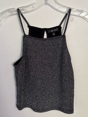 VTG Y2K Timing Silver Halter Top